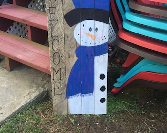 Snowman welcome sign
