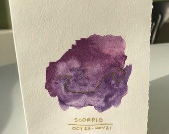 Scorpio birthday card! Made using watercolours!