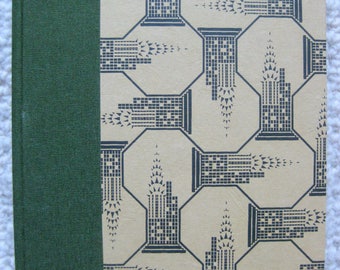 Medium Grid Handbound Hardcover Journal Graph Quad Paper Skyscrapers Green/Tan/Black