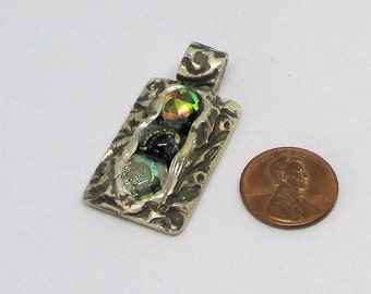 pmc and dichroic, silver clay necklace, silver clay pendant, pmc pendant, pmc necklace, silver clay jewelry, pmc jewelry, pmc, pmc3,dichroic