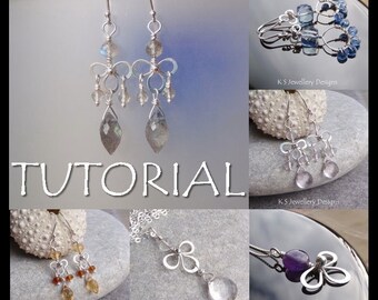 Wire Jewelry Tutorial - WIRE BLOSSOMS (Earrings and Pendants) - Step by Step Wire Wrapping Wirework Instructions - Instant Download