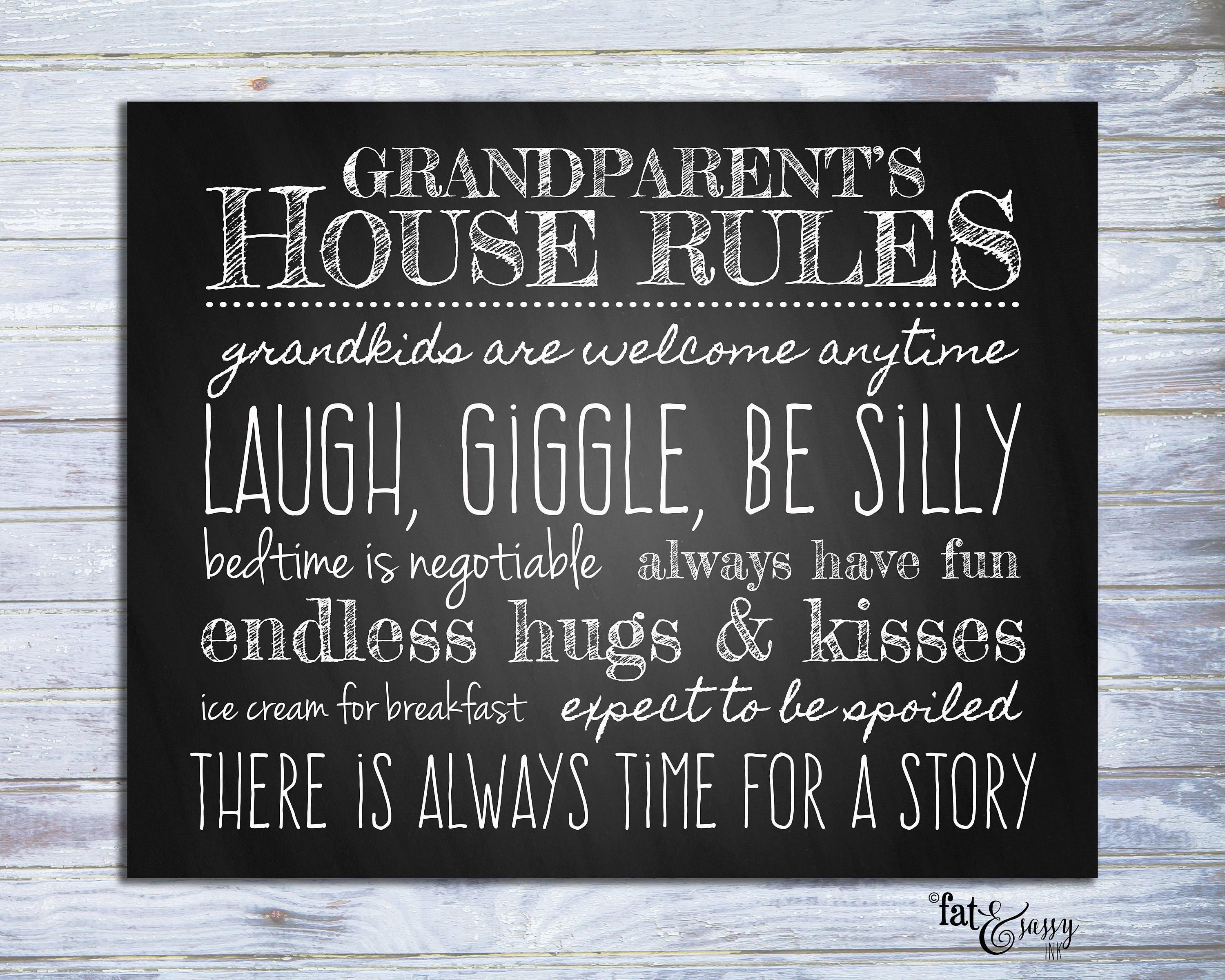 Grandparent's House Rules Printable Grandparent's