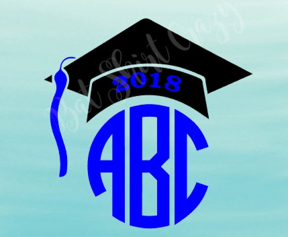 Graduation Cap Monogram Frame SVG DXF EPS Senior 2018