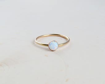 Opal Ring | Gold Opal Ring | White Opal Ring | October Birthstone | Stacking Ring | Dainty Gold Ring | Gift for Her | Bridesmaid Gift