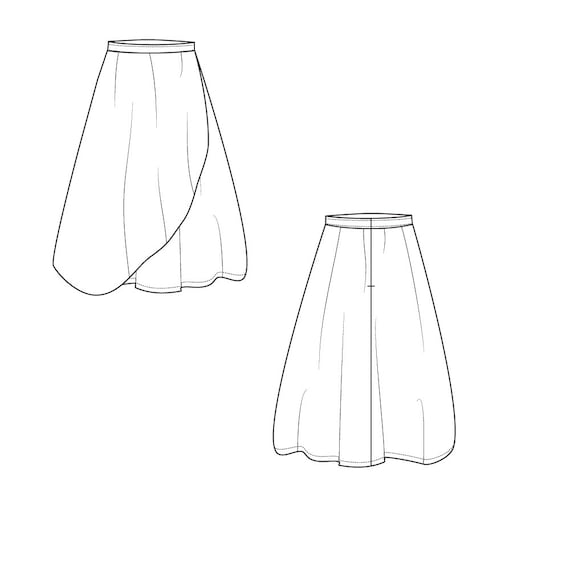ADOBE ILLUSTRATOR-Womens Wrap Skirt Fashion Flat Sketch