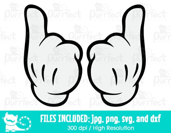 Mickey and Minnie Hands Pointing Up SVG Mickey Gloved Hands