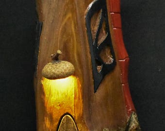 Hand Carved Cottonwood Bark Gnome / Fairy home