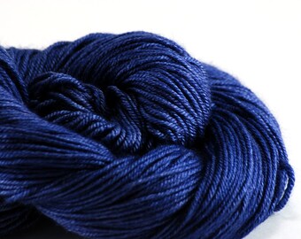 Blue Hand-dyed Silk Sock Shawl DK Weight Yarn, hand dyed BFL silk, shawl yarn, sock yarn - Royale