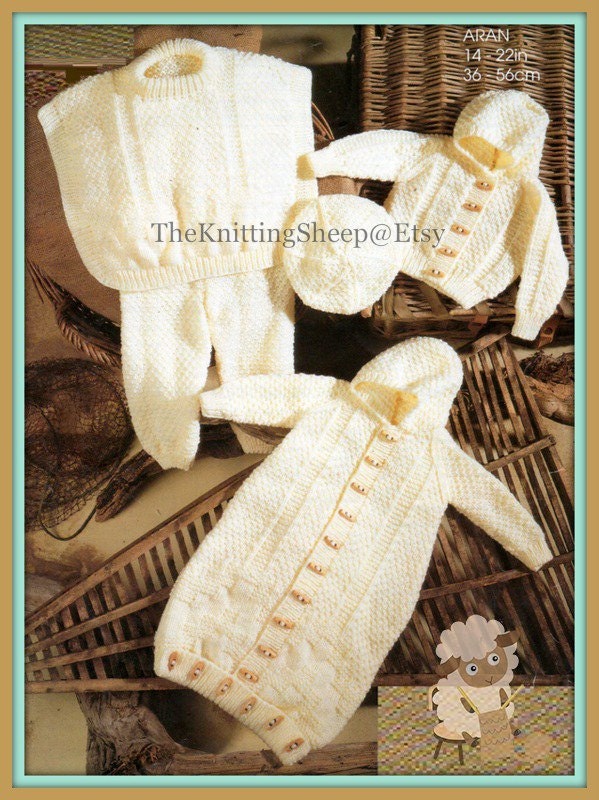 PDF Knitting Pattern for a Babies Aran Sleeping Bag/Cocoon