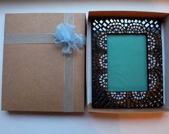 Art deco Picture frame Mosaic Stained glass New home gift Gold wall Golden wedding Decor gift frame Gift custom Wedding gift Mom gifts house