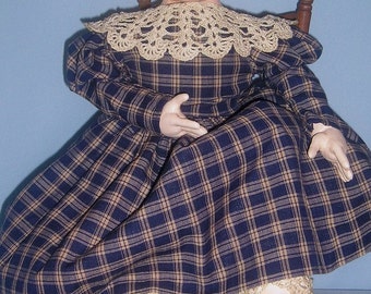 Nettie Jo, an original design folk art cloth doll in the style of Izannah Walker