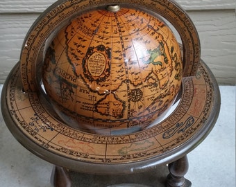 Vintage Wood table top Zodiac Astrology Old World Globe w/ Stand - Made in Italy