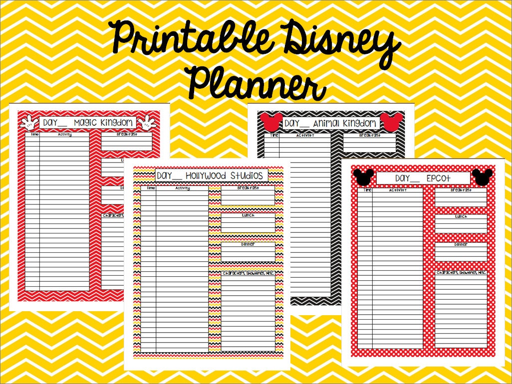 Instant Download Printable Disney Planner Agenda Itinerary