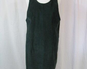 Vintage Womens 90s Green Corduroy Jumper Dress