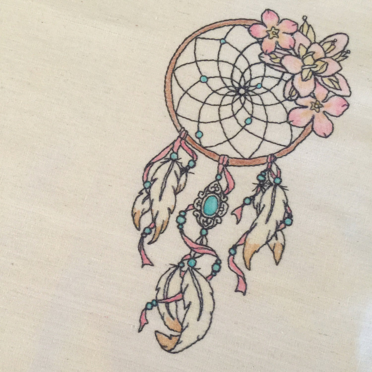 Whimsical Floral Dreamcatcher Machine Embroidery File design 5x7 hoop