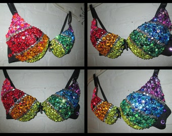 Rainbow Rave Bra | Custom Bra | EDC Bra | Festival Bra | Rainbow Bras | Rave Bras