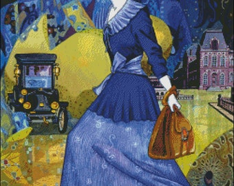 Counted Cross Stitch Patterns Needlework for embroidery -A walk in Paris