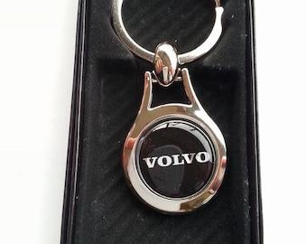 VOLVO V70 Estate Car Koolart Leather and Chrome Keyring