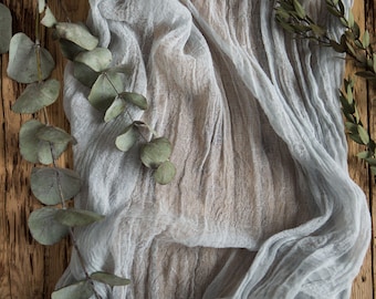 Light Grey Gauze Runner for Weddings Events, Centerpieces Runner, Cheese cloth Runner, grey wedding Table runner Cotton Scrim Cheesecloth