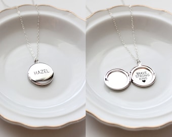 Personalized Locket Necklace - Silver Locket, Locket Necklace, Personalized Jewelry, Engraved Lockets, Custom Engraved Necklace - MEDIUM