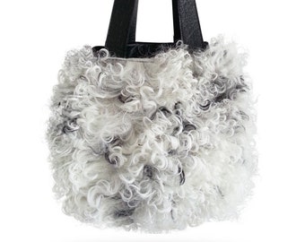 M.KUB B Lamb fur cube handbag