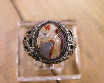Sterling Silver Agate Ring Size 8.25