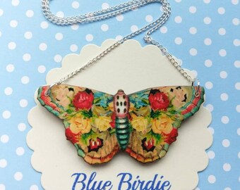 Butterfly necklace butterfly jewelry butterfly gifts for her red butterfly bib necklace butterfly jewellery insect jewelry