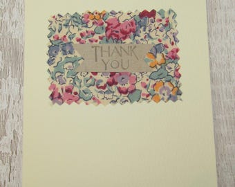 Liberty Print Fabric Thanks You Card