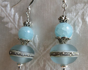 Blue & Silver Bubble Drop Earrings, SE-284