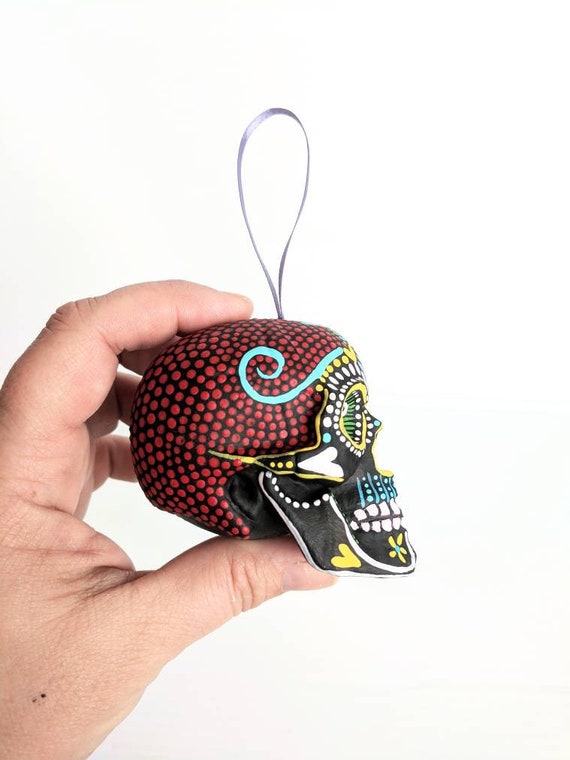 Skull ornament hand painted shatterproof Ornament sugar skull day of the dead