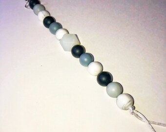 Black/Grey Teething Pacifier Clip