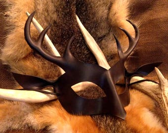 The Black Hart Leather Deer Mask