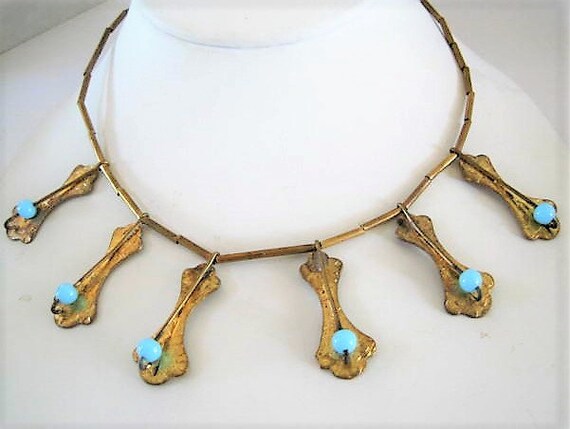 Art Deco Necklace, Blue Dangles, Statement Choker, Blue Lucite Bead Highlights