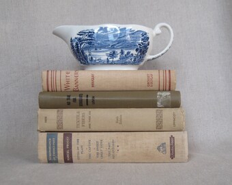 Decorative Books in Beige, Vintage Book Bundle, Shabby Book Collection, Home Staging Books, Wedding Centerpiece, Farmhouse Books