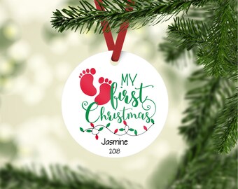 Baby's First Christmas ornament, baby feet ornament, personalized christmas ornament, Keepsake ornament, child's christmas ornament