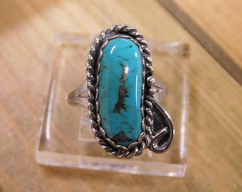 Vintage Sterling Silver Turquoise Ring Size 7