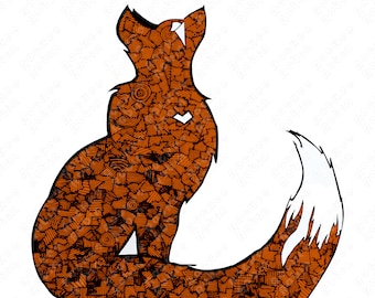 Red Fox (Vulpes vulpes) Digital Illustration, Full Color Print, Line Design, Multiple Sizes Available
