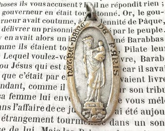 Notre Dame de Paris Medal - Lourdes Medal - Real Antique French Medal - French Medal - Religious Medal - Paris Medal