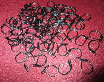 lot de 10 supports dormeuses boucles d'oreilles Gun metal