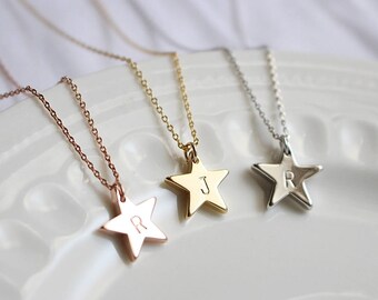Personalized Star necklace, Initial Star, Bridesmaid necklace, Bridesmaid gift, Wedding necklace, Mothers day gift, Rose gold necklace