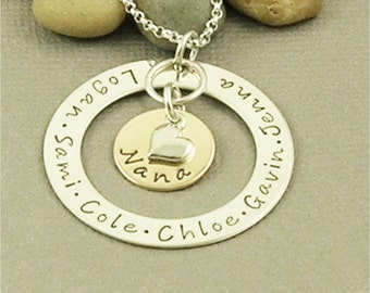 Personalized Nana Necklace, Hand Stamped Grandma Jewelry, Sterling Silver Name Jewelry, Personalized Jewelry