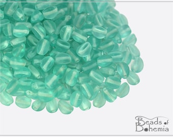 50 pcs Transparent Bluegreen Matte Czech Glass BABY Pinch Beads 4x3 mm (10178)