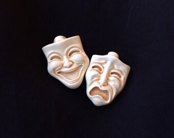 Comedy Tragedy Masks brooch pin
