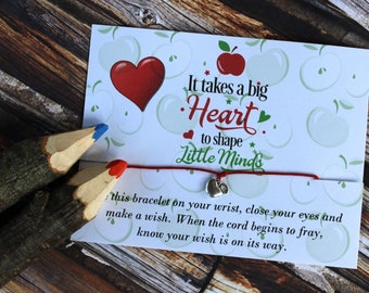 Teacher Wish Bracelet, Teacher, School Gift, Teacher Present,Teacher Gift, Wish Upon Your Wrist, Apple Jewelry, Apple, Teacher Apple
