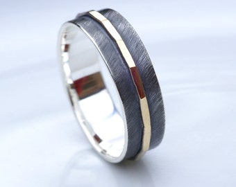 Textured Ring - Silver and Gold Two Tone Wedding Band