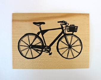 Bike - Screen print on wood veneer // Vélo - Sérigraphie sur placage de bois