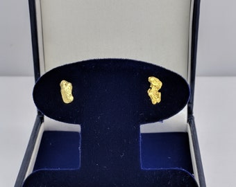 Stud Gold Nugget Earrings, Real Natural Yukon Gold Rush Nugget Earrings, Genuine Gold Nugget Earrings, E2