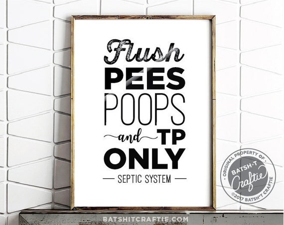 Septic System Sign Printable Bathroom Sensitive Plumbing Flush