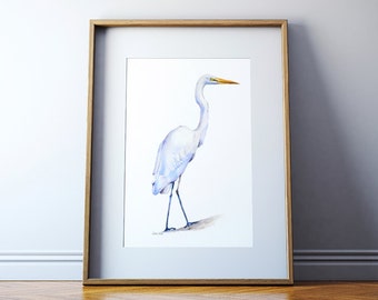 Egret Art Print - Watercolor Painting - Bird Painting