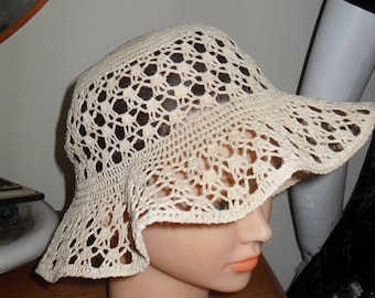 Crochet hat, cotton, size 56cm